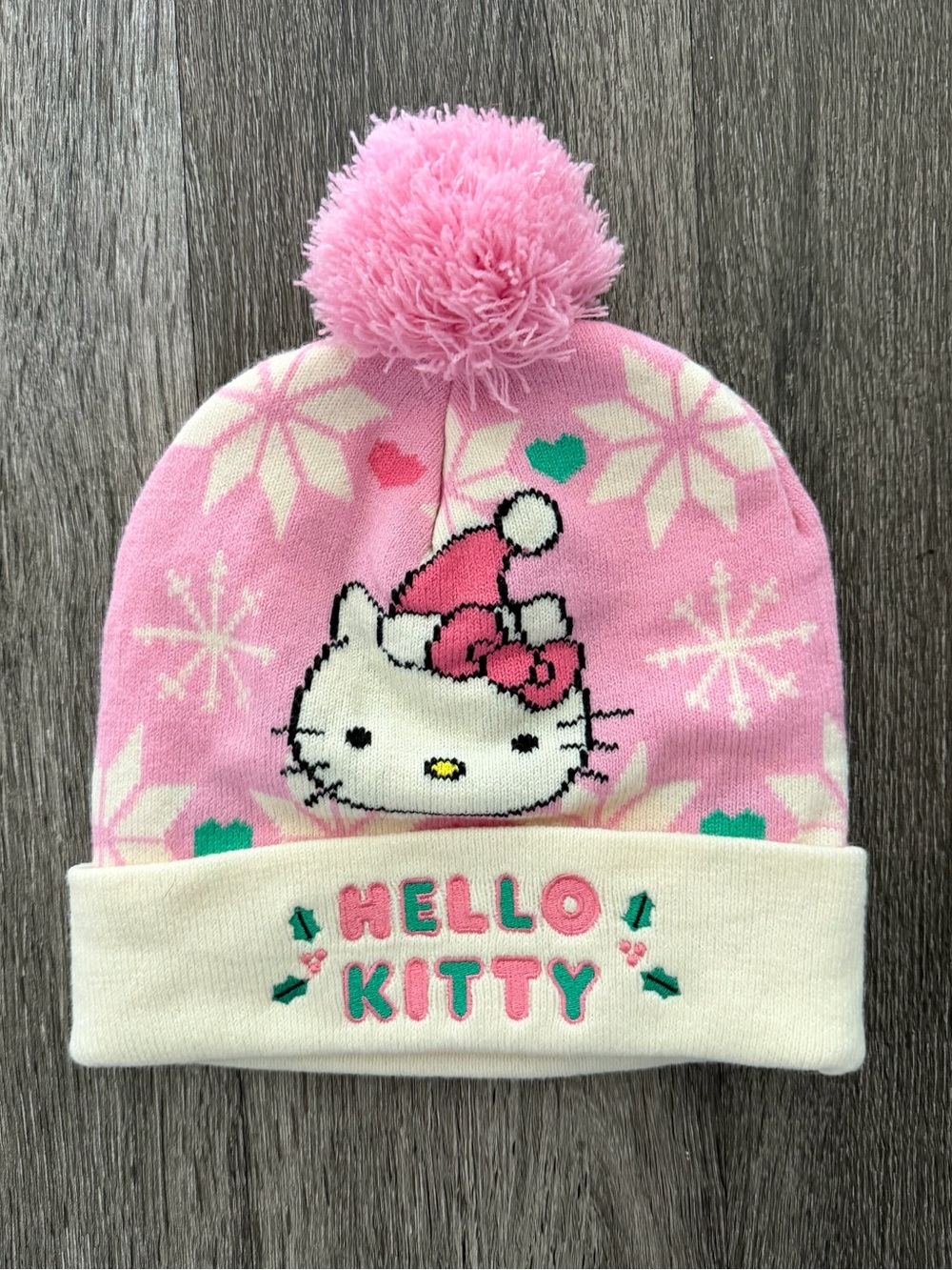 Sanrio Hello Kitty Pink & White Pom Winter Beanie